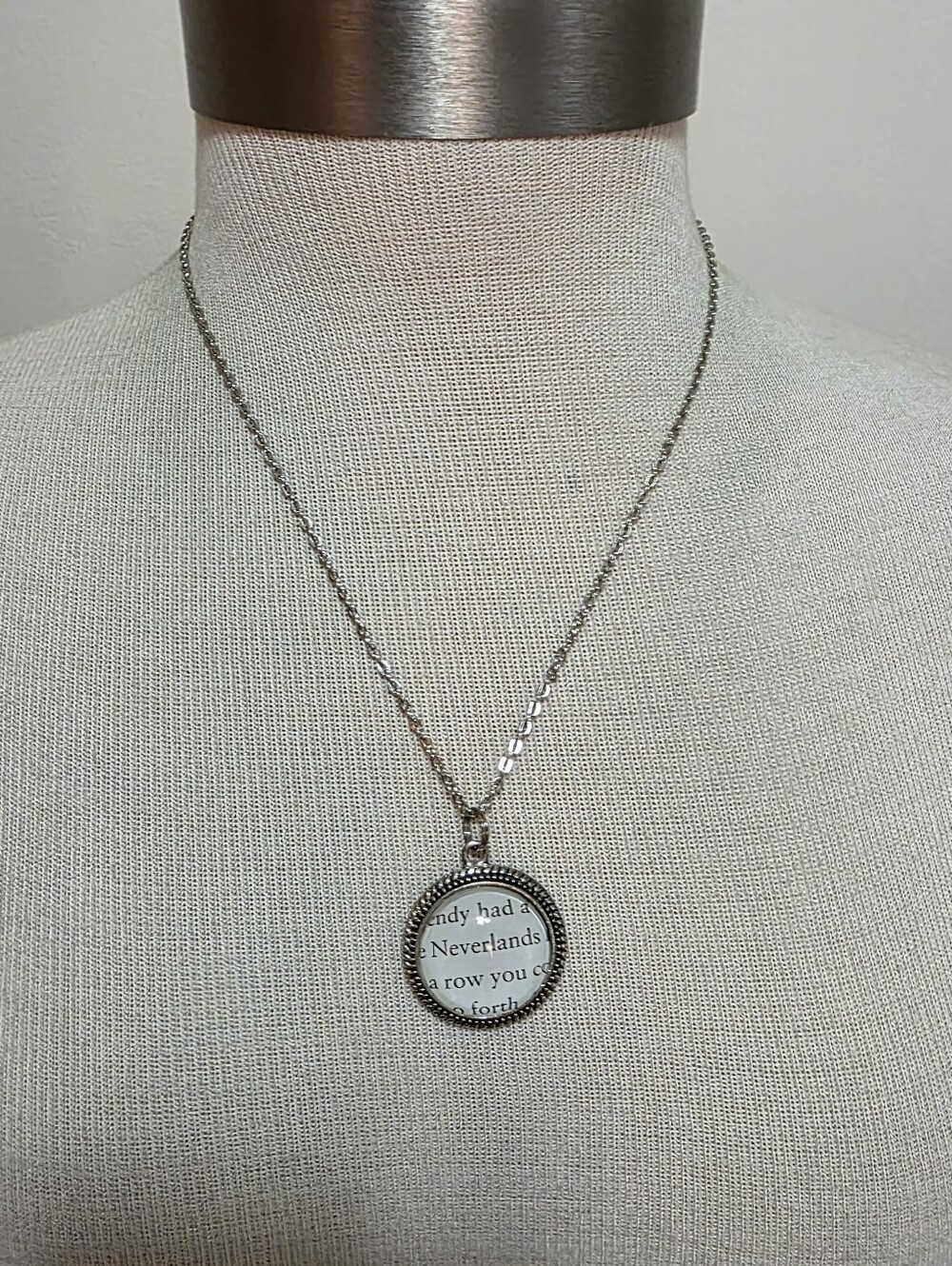 Neverland Pendant Necklace 20" Long Silvertone Chain